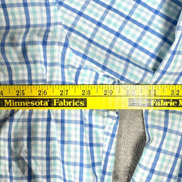 IZOD 4XLT Button Down Shirt Men’s Blue Green Plaid Long Sleeve - Picture 7 of 9